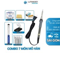 🔥 GIÁ SỈ 🔥 Combo 7 món mỏ hàn 60w 5 mũi hàn, chì 50g , hút chì , gác lò xo, nhựa thông , bọt biển