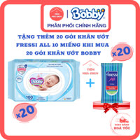 [ - GIÁ SỈ THÙNG 20 Gói 100 Miếng Khăn Ướt Bobby Xanh - ] Khăn Giấy Ướt Em Bé Bobby Care (Không Hương) - TIEMNHACHUN