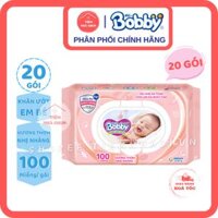 [ - GIÁ SỈ THÙNG 20 Gói 100 Miếng Khăn Ướt Bobby Hồng - ] Khăn Ướt Em Bé Bobby Care (Có Hương Thơm) - TIEMNHACHUN