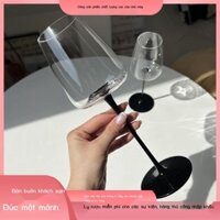 [ Giá SIÊU RẺ ] Ly rượu vang đỏ Pinot Noir pha lê Ly thủy tinh mỏng thân cao màu đen Ly cao tối giả