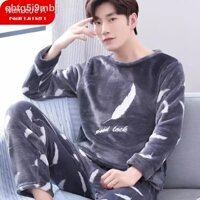 ☁ [ Giá SIÊU RẺ ]Mùa đông cộng với lông cừu dày bộ đồ ngủ flannel của nam giới thu / cỡ lớn san hô lỏng lẻo dịch vụ nhà