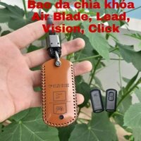 ( Gía sốc ) Bao da chìa khóa xe máy VISION 2021, bảo hành 2 năm, da bò thật