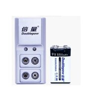 ( GIÁ SỐC ) BỘ PIN SẠC 9V DOUBLE POW TỰ NGẮT DUNG LƯỢNG 550mAh