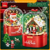 ❏ △ [GIÁ SỐC]Hộp âm nhạc Lego Building Blocks Girl Series Quà tặng sinh nhật Giáng sinh Cây thông Noel có thể bay Tuyết