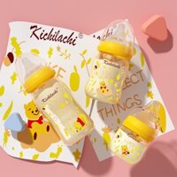 [  GIÁ TỐT- TẶNG KÈM THÊM 2 NÚM  ] Bình Sữa Cổ rộng Cho Bé Kichilachi PPSU Phiên bản hình Gấu 90ml- 160ml- 260ml