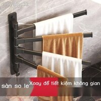 ☬ ■ Giá treo khăn miễn phí đục lỗ phòng tắm màu đen xoay nhiều thanh hoạt động có thể gập lại không đánh dấu thanh treo