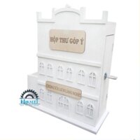 ( GIÁ XƯỞNG ) Hộp Thư Góp Ý Bằng Gỗ Sơn Trắng Sang Trọng NHAGODECOR.  Hộp Có Khóa An Toàn Bảo Quản Tốt Thư Bên Trong