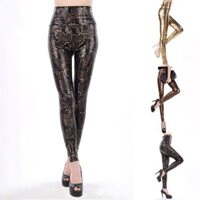 ⭐ Giảm GIÁ LỚN⭐ Quần legging co giãn in hình eo cao sáng bóng cho nữ Quần legging co giãn bằng da giả [ECHO-VN]