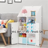 { GIẢM GIÁ }TỦ NHỰA THÔNG MINH ĐỂ QUẦN ÁO LẮP GHÉP 4 Ô TO + 2 Ô NHỎ + 2 KỆ GÓC MÀU TRẮNG ĐỤC GIÁ RẺ sâu 37cm