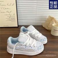 ✨ Giao hàng 24 giờ ✨ Giày bánh mì màu xanh dương phong cách Hàn Quốc mới mùa xuân 2025 cho phụ nữ, thời trang hợp thời trang, giày thể thao đa năng cho sinh viên