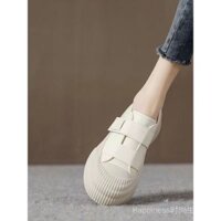 ✨ Giao hàng 24 giờ ✨ Giày thể thao nữ da đen trắng bán chạy, giày đế dày có khóa dán, giày thể thao nữ mới đầu xuân 2024