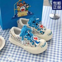 ✨ Giao hàng 24 giờ ✨ Giày vải hợp tác Doraemon/mặt cười, giày tăng chiều cao cho cặp đôi, giày sneaker đế dày, giày vải mùa hè đa năng cho phụ nữ