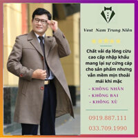 ( GIAO NGAY )Áo Măng Tô Nam Dáng Dài, Áo Dạ Nam Trung Niên Cao Cấp Chất Liệu Dạ Lông Cừu Nhập Khẩu