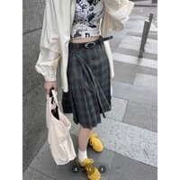 [💥 GIAO NHANH💥 - Order💥] Chân váy chữ A họa tiết kẻ sọc Caro dáng ôm eo xếp ly xinh