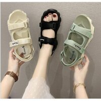 😽 Giày sandal nữ quai dán vải dù 3 màu đế cao 5cm phong cách Ulzzang S118