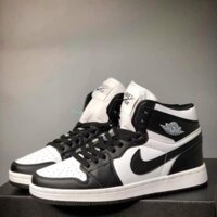 🐕 Giày Sneaker Nike Jordan Panda Cổ Cao, Giày JD1 Thời Trang Nam Nữ Đen Trắng Bằng Da Cao Cấp -ju2 -KL*(e