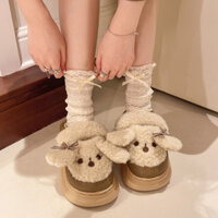 𝑳𝒖𝒄𝒌𝒆𝒚𝑺𝒉𝒐𝒆𝒔 Giày bông dễ thương Giày bông lót nhung giữ ấm đế dày mặc ngoài ký túc xá học sinh mẫu mới 2024 mùa thu đông nữ