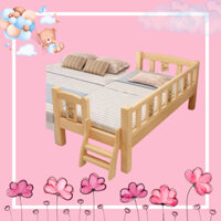 [ GIƯỜNG CÓ THANG ] Giường trẻ em gỗ thông quây 3 mặt có cầu thang, 4 mặt cho trẻ từ 1-10 tuổi