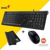 [ Gõ Êm Mượt Cực Bền ] Bàn Phím Và Chuột Máy Tính Có Dây Genius SlimStar-230 Tích Hợp Phím Multimedia, Chính Hãng GENIUS