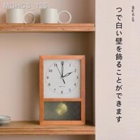 ♙ Gỗ nguyên khối Đồng hồ treo tường Nhật Bản phong cách cổ điển đồng hồ quả lắc hình chữ nhật Bắc Âu đồng hồ trang trí t