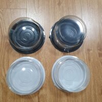 [ H47 ] SET 50 Hộp Đựng Bánh Bông Lan, Rau câu - Nắp Thấp, Vòm - Đế Đen Trắng