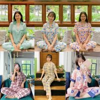 💕 Halyn 💕 Bộ đồ ngủ Pijama ngắn tay quần dài phong cách Hàn Quốc mẫu mới HOT nhất mùa hè thu < 58kg