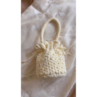 { HANDMADE } Túi chuppy dây rút hoạ tiết hoa nhài