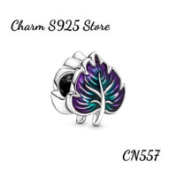 ( HÀNG CAO CẤP ) CHARM XỎ NGANG HÌNH CHIẾC LÁ BẠC S925 THUẦN KHIẾT