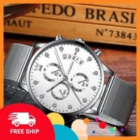 [ Hàng Cao Cấp ] Đồng Hồ Nam Chính Hãng CRNAIRA Japan Dây Thép Mành Cao Cấp, Chạy Full Kim + Lịch Ngày, Kim Dạ Quang