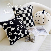 ( Hàng Cao Cấp ) Gối Vuông Tựa Lưng Vỏ Bao Gối Sofa Phòng Khách Hoạ Tiết Đen Trắng Phong Cách Bắc Âu Sang Trọng