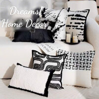 ( Hàng Cao Cấp ) Gối Vuông Sofa Phòng Khách Vỏ Bao Gối Hoạ Tiết Đen Trắng Phong Cách Bắc Âu Hiện Đại