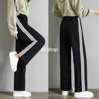 [ Hàng Cao Cấp ] Vải Dày Dặn, Quần Thể Thao Nam Nữ, Quần Thể Thao Nữ Ống Rộng,Quần 3 Sọc Trắng
