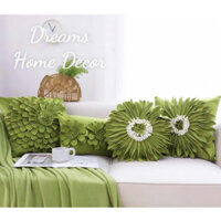 ( Hàng Cao Cấp ) Vỏ Gối Sofa Tông Hoa Xanh Gối Vuông Tựa Lưng Trang Trí Cho Phòng Khách Nội Thất Decor Nhà Đẹp