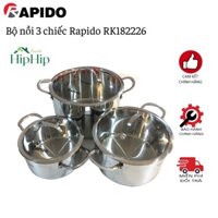 [ HÀNG CHÍNH HÃNG ] Bộ nồi 3 chiếc, nồi inox Rapido RK182226