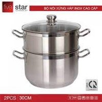 [ HÀNG CHÍNH HÃNG ] Bộ Nồi Xửng Hấp Inox 3 Đáy Fivestar 30cm Nắp Kím , Bảo Hành 60 Tháng Chính Hãng