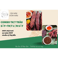 ( Hàng chính hãng đặc sản Điện Biên) Combo 500g = 250gr thịt trâu khô sấy + 250gr thịt heo sấy khô ngon số 1 Điện Biên