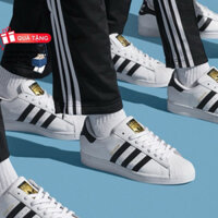 [ Hàng Chính Hãng] Giày thể thao_ Adidas Superstar 3 sọc đen trắng mũi sò tem vàng  chuẩn hàng  oder full phụ kiện