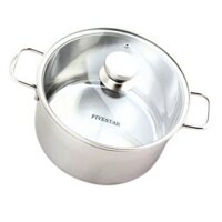 [ HÀNG CHÍNH HÃNG ] Nồi inox Fivestar 3 đáy 28- 30cm -dùng cho mọi loại bếp- lắp kính-nồi đun bếp từ-giá rẻ-bh 5 năm