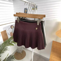 [ Hàng Chuẩn - Đỏ Trầm ] Chân váy Dạ Tag đá B Xếp ly dáng ngắn có lót Qcl1 ảnh thật