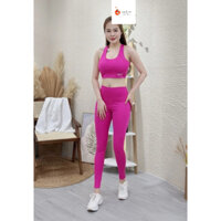 ( Hàng chuẩn form) Đồ tập tâp nữ,sét tập gym,yoga,aerobic quần dài áo bra chéo lưng chất thun cotton thoáng khí