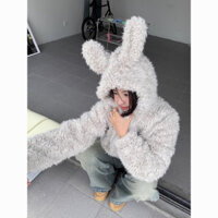 ( Hàng chuẩn loại 1 ) Áo lông có mũ kiểu tai thỏ dễ thương chuẩn loại 1