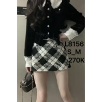 ( hàng có sẵn ) Chân váy nữ sọc ca rô đen trắng L8156 ( hàng QC)