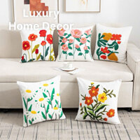 ( Hàng Có Sẵn ) Gối Vuông Tựa Lưng Phòng Khách Vỏ Áo Gối Sofa Hoạ Tiết Thêu Hoa Gối Đầu Giường Ngủ