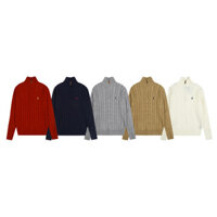 ❤❀ [Hàng có sẵn] ❤ Ralph Lauren Áo Len Dệt Kim Thời Trang Mới Pony Thêu Logo Áo Chui Đầu Cổ Cao Áo Unisex