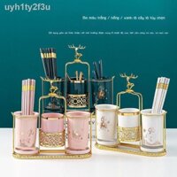 ❃ [Hàng có sẵn/Ảnh thật]Đèn sang trọng hộ gia đình ống đựng đũa hộp đựng trên mặt bàn giá đựng thìa đũa rổ bộ đồ ăn ống
