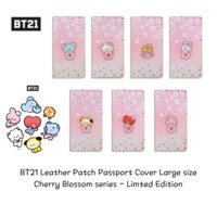 * Hàng cuối cùng * Vỏ bọc hộ chiếu bằng da BT21 Dòng hoa anh đào cỡ lớn - Phiên bản Limted 2024