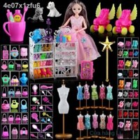 ☈ (HÀNG HOT)⊙☇Barbie đôi giày tinh tế bộ hộp quà lớn trang trí cổ túi phụ kiện quần áo cô gái chơi đồ nhà