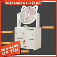 [ HÀNG LOAỊ 1 ] Bàn Trang Điểm Mini 2 Tầng Có Gương Mèo Hello Kitty Bằng Gỗ Nhựa Để Phòng Ngủ - Nhỏ Gọn Đựng Mỹ Phẩm