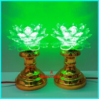[ Hàng loại 1 ] Bộ 2 đèn thờ cúng hoa sen đổi nhiều màu, đèn hoa sen bàn thờ phật, đồ thờ cúng gia tiên - SĐM - 17CM