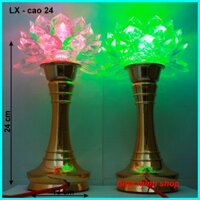 [ Hàng loại 1 ] Bộ 2 đèn thờ cúng hoa sen đổi nhiều màu, đèn hoa sen bàn thờ, đồ thờ cúng đẹp